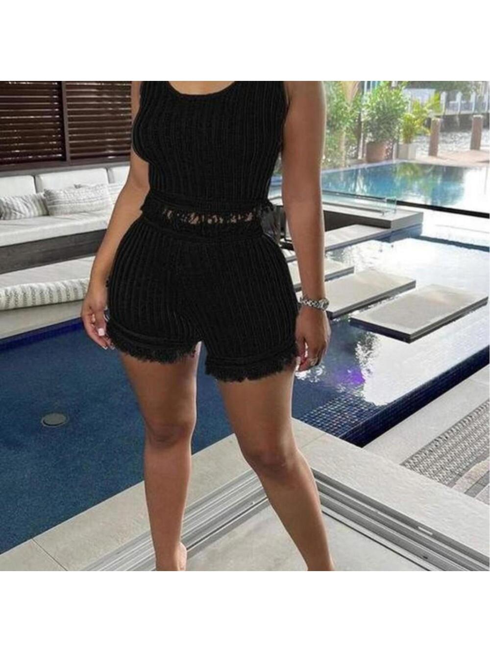 UNIQUE BLACK BADDIE SHORT SET